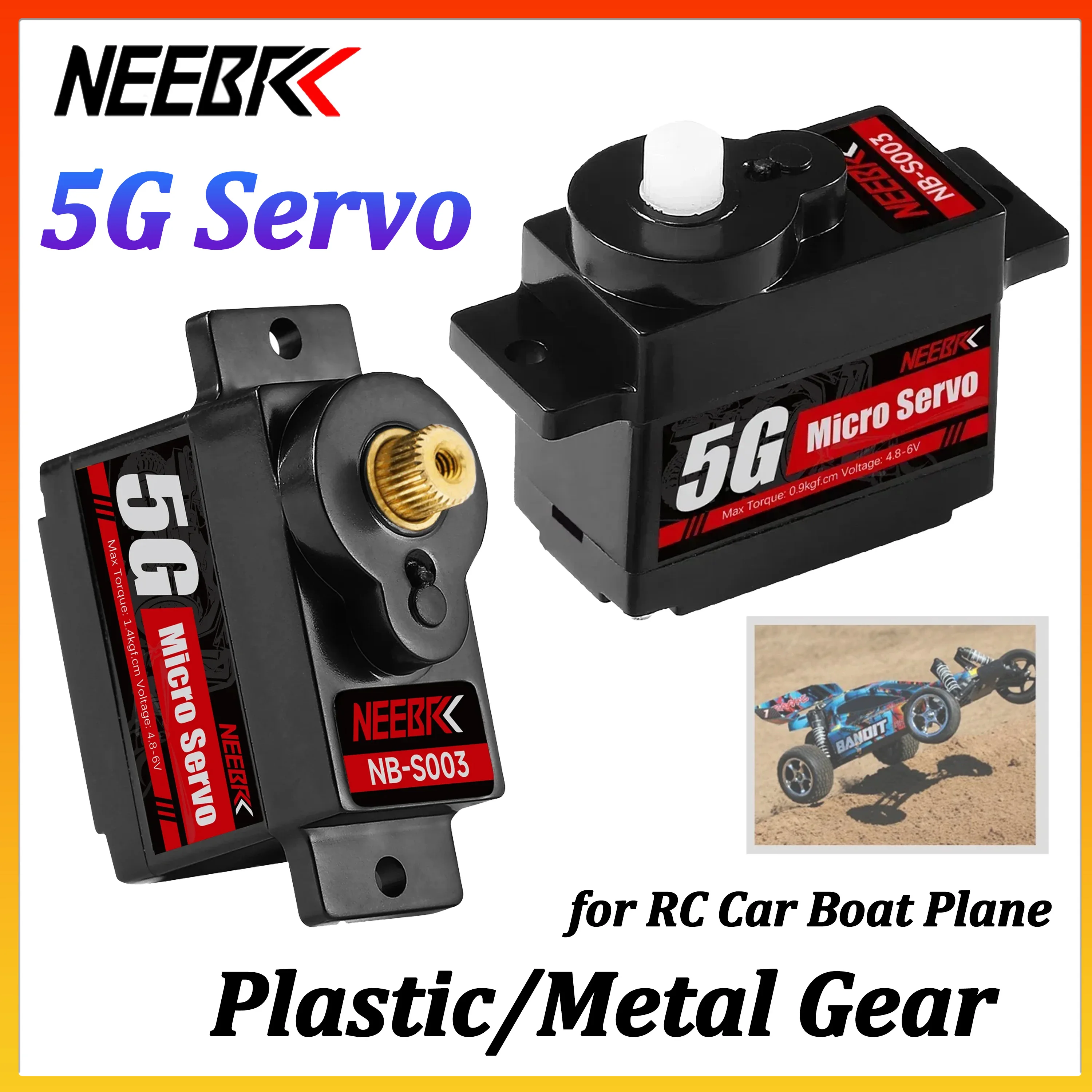 NEEBRC 5G Mini Servo Plastic / Metal Gear Waterproof Coreless for RC Car Truck Boat Fixed Wing Robot Toys Accessories WLtoys
NEEBRC 5G Mini Servo Plastic / Metal Gear Waterproof Coreless for RC Car Truck Boat Fixed Wing Robot Toys Accessories WLtoys