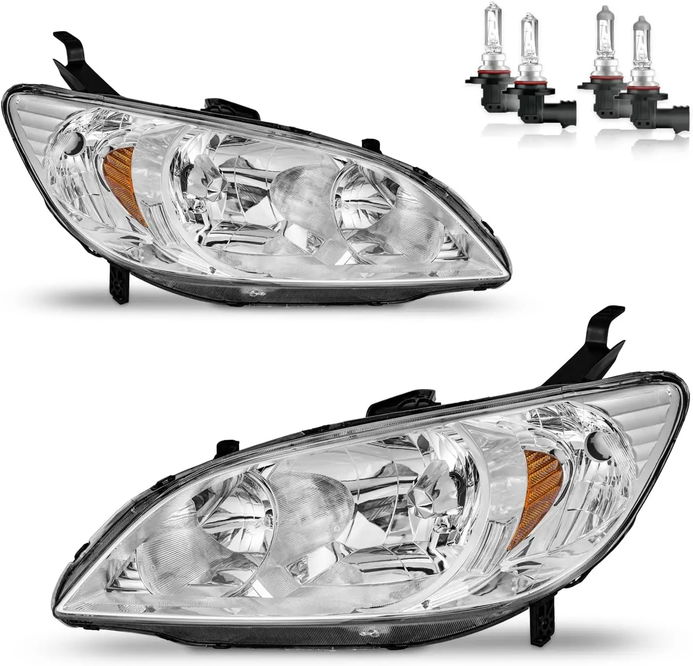 Фары в сборе для Honda Civic 2004-2005 годов, 2/4дверные фары, сменный хромированный корпус, янтарный отражатель, сторона водителя и пассажира
Фары в сборе для Honda Civic 2004-2005 годов, 2/4дверные фары, сменный хромированный корпус, янтарный отражатель, сторона водителя и пассажира