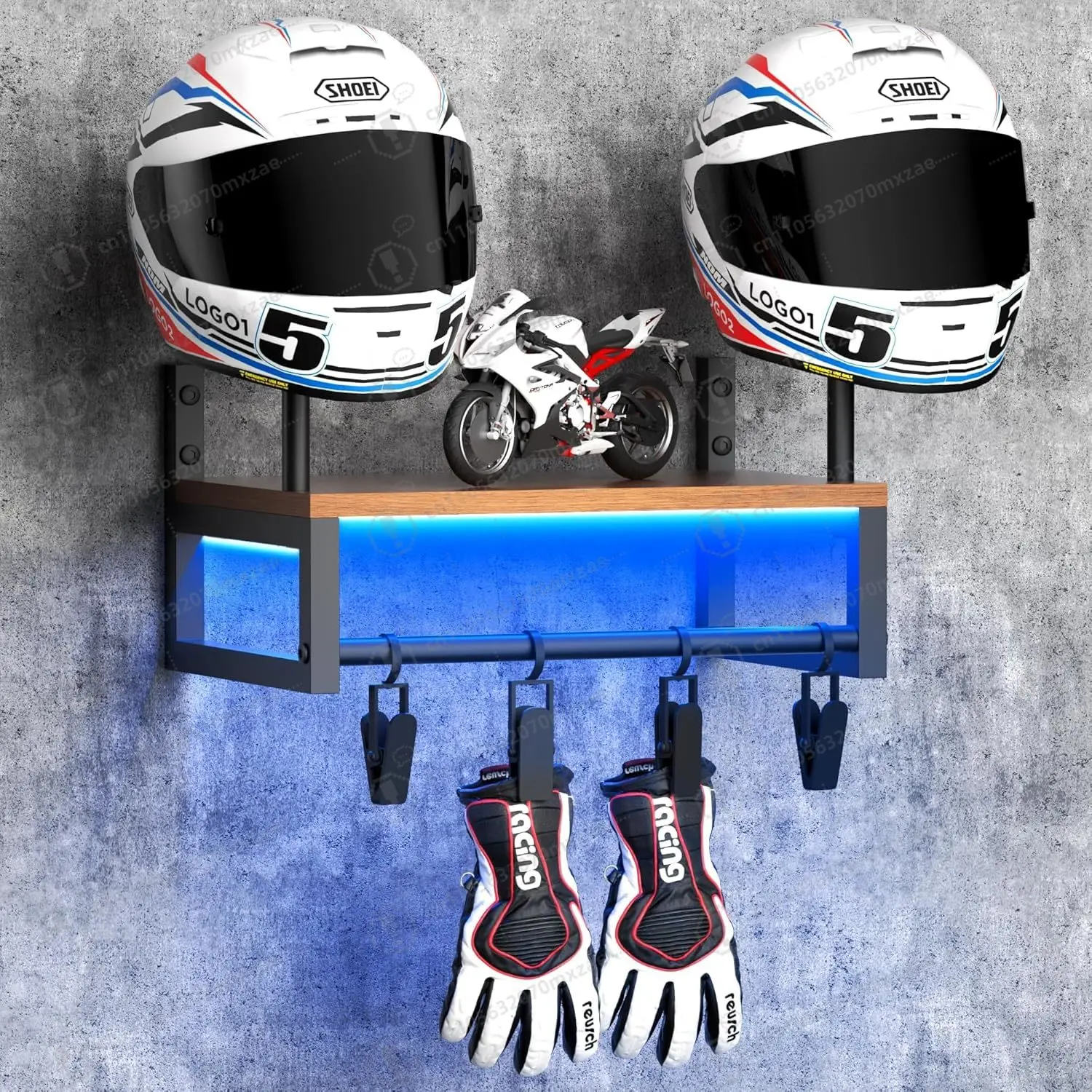 Helmet Rack Wall Mount, Motorcycle Helmet Holder, Motorcycle Accessories Display, Helmet Rack with Lights Strip
Helmet Rack Wall Mount, Motorcycle Helmet Holder, Motorcycle Accessories Display, Helmet Rack with Lights Strip