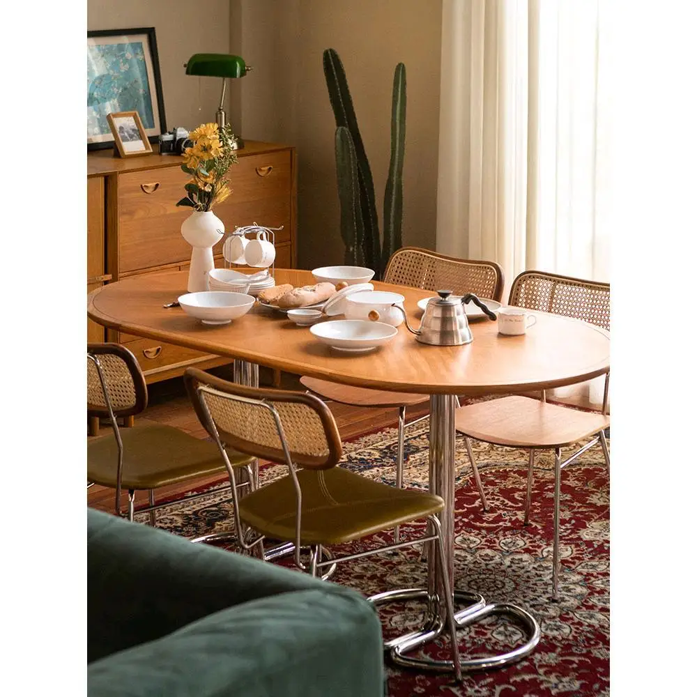 Captain/French medieval retro teak dining table solid wood long table household new Chinese small apartment table
Captain/French medieval retro teak dining table solid wood long table household new Chinese small apartment table