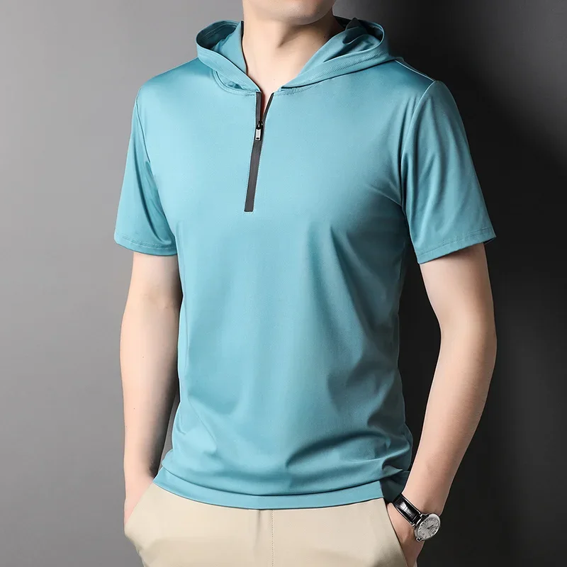 Top Grade New Brand Designer Tops With Hoodie Men Tshirt With Zipper Solid Color Summer Short Sleeve Casual Fashion Men Clothes
Top Grade New Brand Designer Tops With Hoodie Men Tshirt With Zipper Solid Color Summer Short Sleeve Casual Fashion Men Clothes