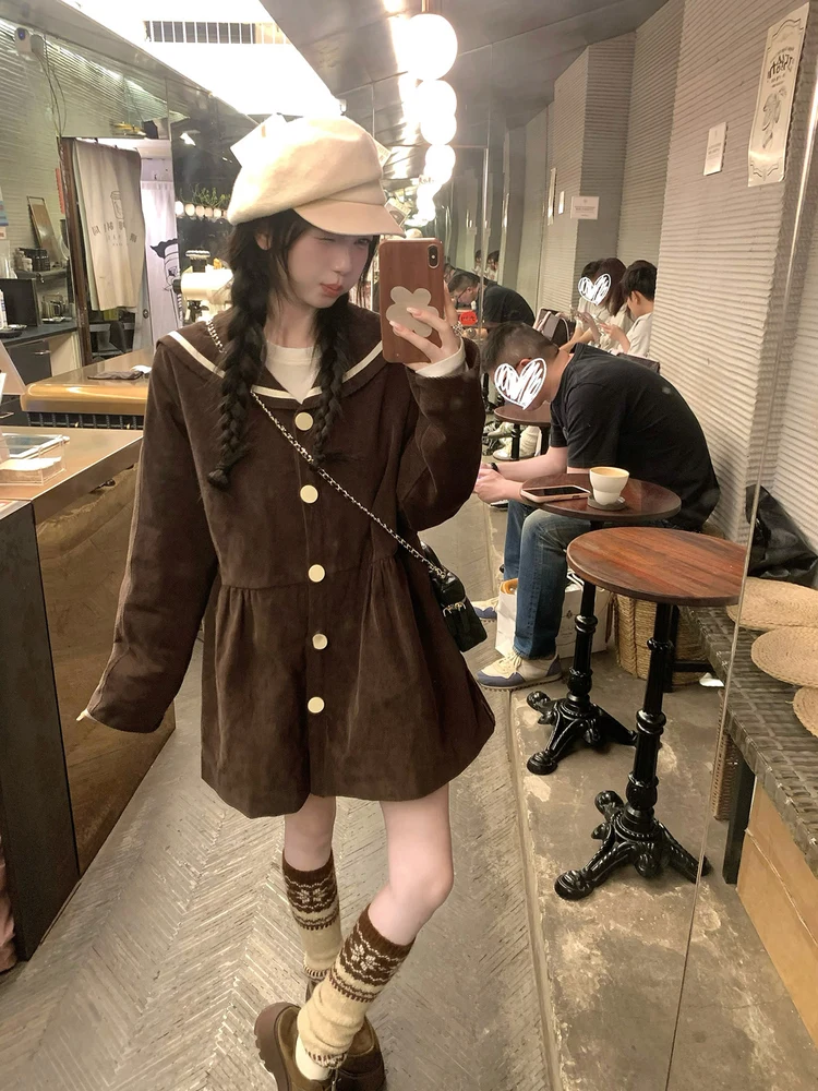 Вельветовое платье с коричневым темно-синим воротником, осень-зима, версия куклы ort Size, хлопковое пальто с ромбовидным узором, прямая футболка-труба...
Вельветовое платье с коричневым темно-синим воротником, осень-зима, версия куклы ort Size, хлопковое пальто с ромбовидным узором, прямая футболка-труба...