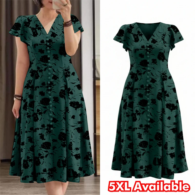 ZANZEA Plus Size 5XL Women's Elegant Floral Printing Midi Dress Summer V-Neck Cap Sleeves A-Line Dress Fit and Flare Robe Femme
ZANZEA Plus Size 5XL Women's Elegant Floral Printing Midi Dress Summer V-Neck Cap Sleeves A-Line Dress Fit and Flare Robe Femme