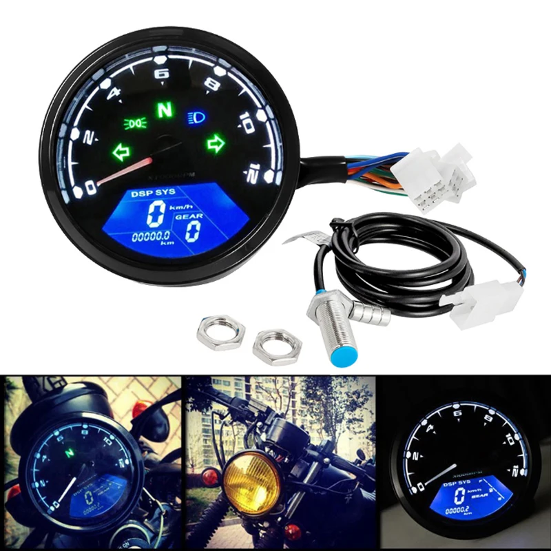 Universal Motorcycle Meter Speedometer Digital Odometer Gear Indicator 12000kmh/mph Tachometer for Honda Yamaha Kawasaki Suzuki
Universal Motorcycle Meter Speedometer Digital Odometer Gear Indicator 12000kmh/mph Tachometer for Honda Yamaha Kawasaki Suzuki