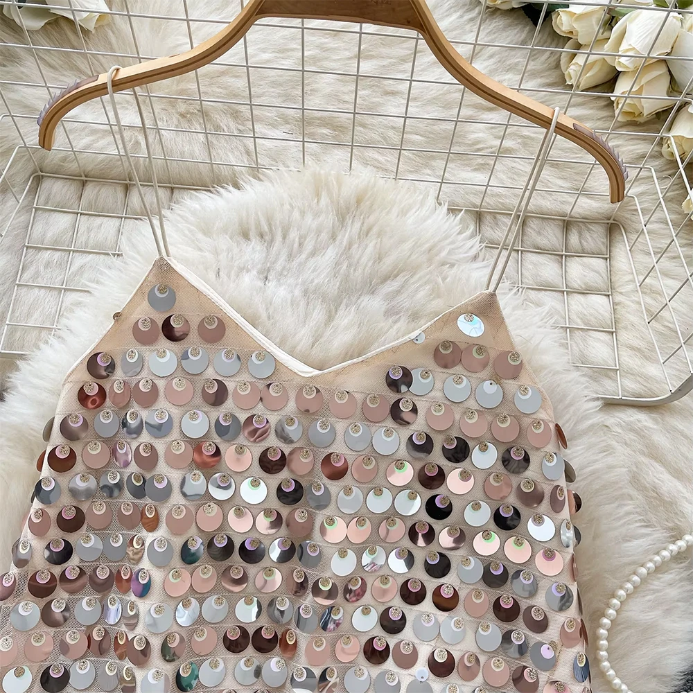 Women Summer Vintage Boho y2k Sequin Beaded Halter Tanks Tops Sleeveless Backless Camis E-girl Sexy Club Party Camis Vest
Women Summer Vintage Boho y2k Sequin Beaded Halter Tanks Tops Sleeveless Backless Camis E-girl Sexy Club Party Camis Vest