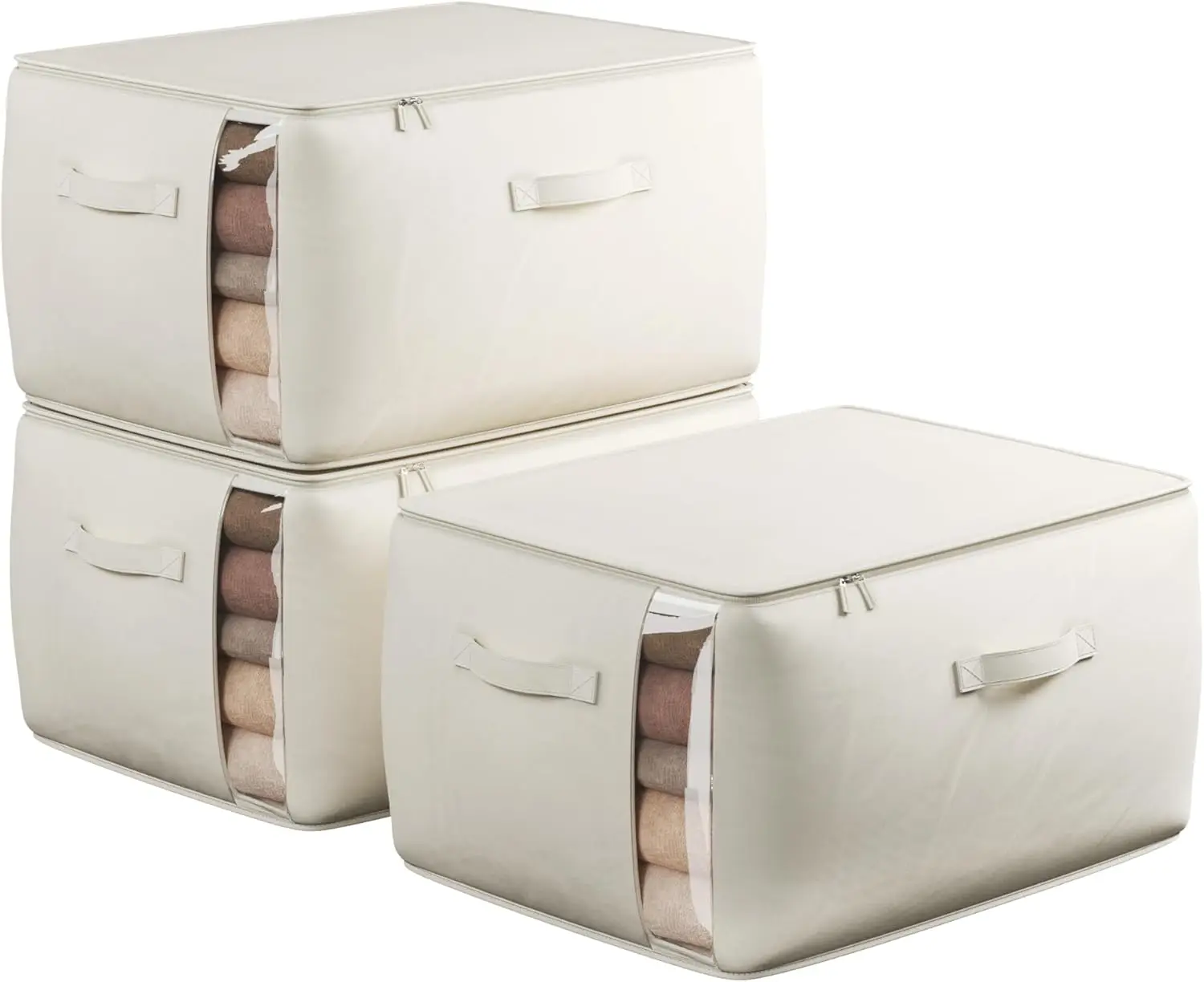 Foldable Canvas Storage Bags with Clear Window, 70L Closet Organizer for Clothes Blankets Bedding, 3 Pack Beige
Foldable Canvas Storage Bags with Clear Window, 70L Closet Organizer for Clothes Blankets Bedding, 3 Pack Beige