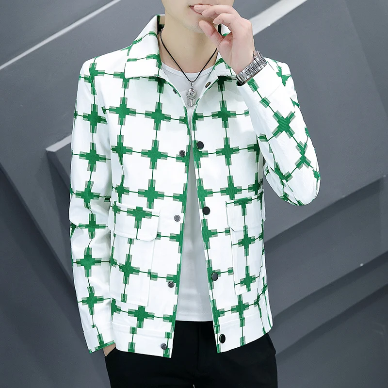 Модный мужской жакет в клетку с воротником, с буквенным принтом, осенне-весенняя модная верхняя одежда, приталенный крой, длинный рукав
Модный мужской жакет в клетку с воротником, с буквенным принтом, осенне-весенняя модная верхняя одежда, приталенный крой, длинный рукав