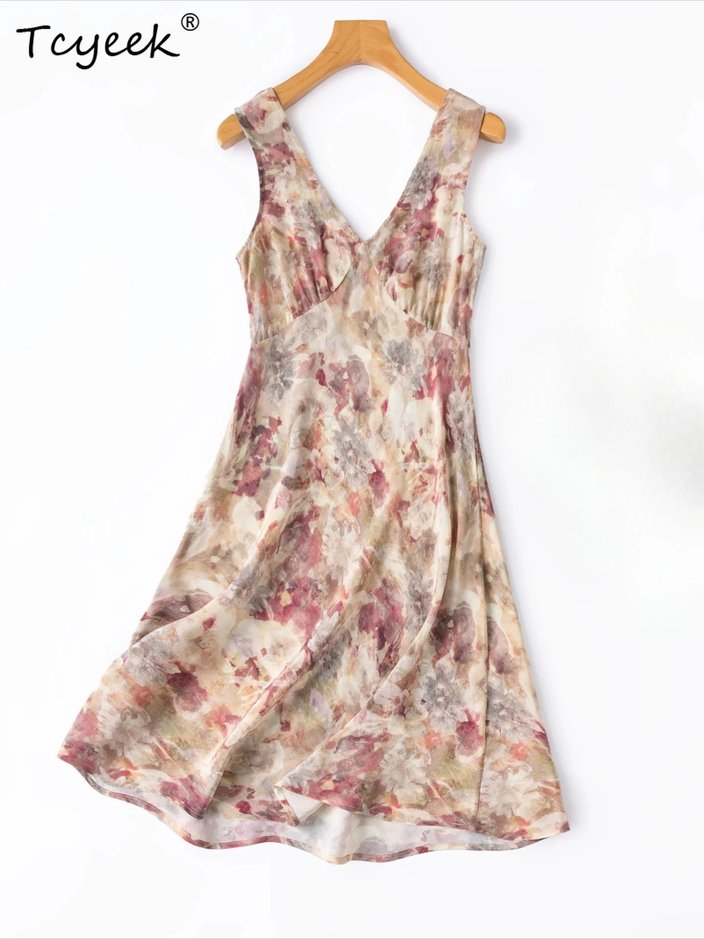 Tcyeek 100% Natural Mulberry Silk Woman Dress Summer Clothes V-neck Elegant Dresses for Women Slim Fit Mini Dress فساتين السهرة
Tcyeek 100% Natural Mulberry Silk Woman Dress Summer Clothes V-neck Elegant Dresses for Women Slim Fit Mini Dress فساتين السهرة