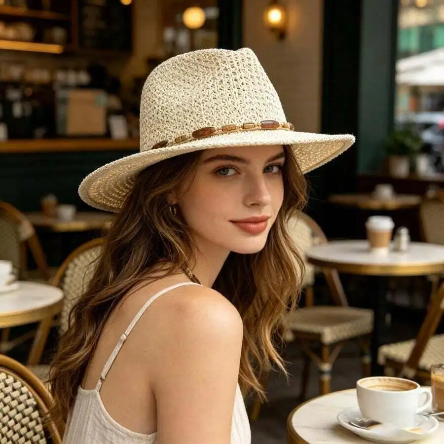 Straw Fedora Hat With Decorative Band For Women Summer Sun Protection
Straw Fedora Hat With Decorative Band For Women Summer Sun Protection