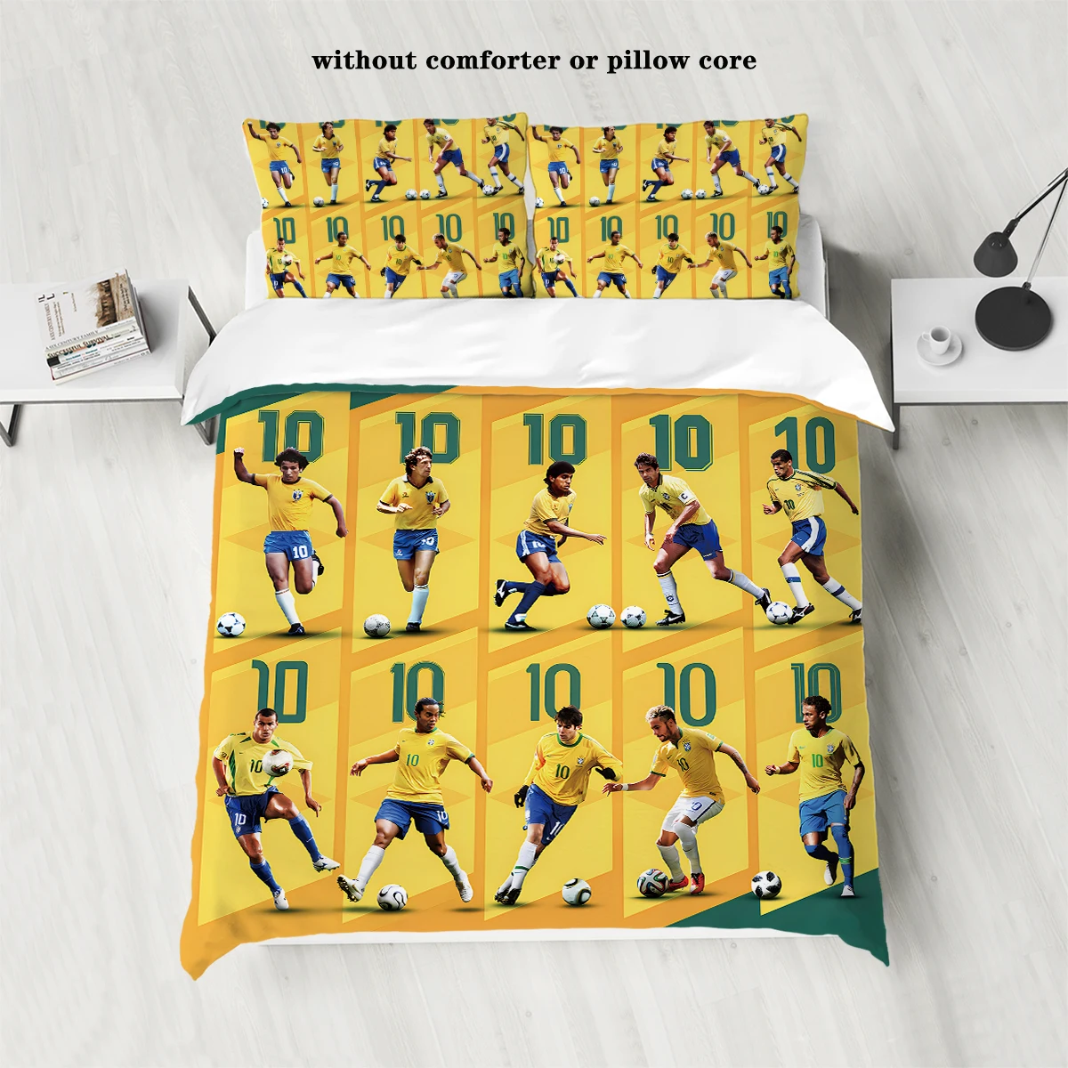 3pcs Brazilian football team bedding set 1 quilt cover + 2 pillowcases, unfilled, skin-friendly, breathable, anti-pilling
3pcs Brazilian football team bedding set 1 quilt cover + 2 pillowcases, unfilled, skin-friendly, breathable, anti-pilling
