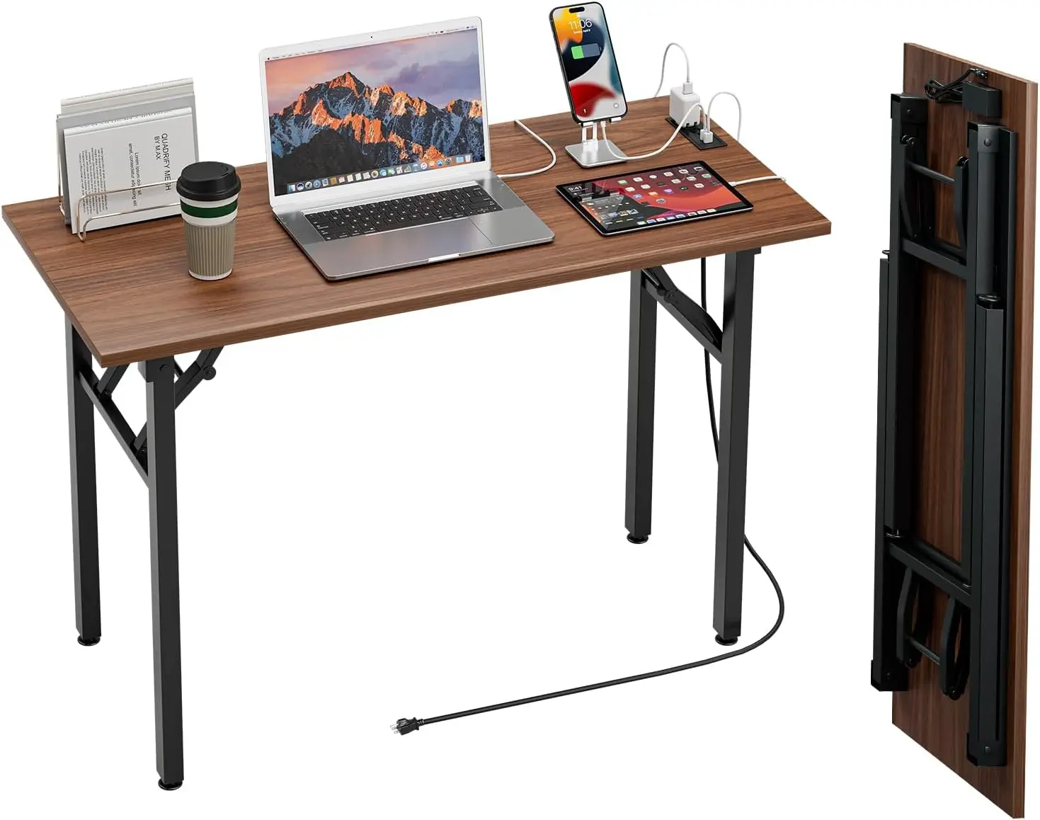 Compact 43.3" Foldable Desk with Power Outlets & USB Ports, No Assembly Needed - Small Computer Desk for Office Study, Portable Mini Table for Narrow Spaces, Walnut Finish
Compact 43.3" Foldable Desk with Power Outlets & USB Ports, No Assembly Needed - Small Computer Desk for Office Study, Portable Mini Table for Narrow Spaces, Walnut Finish