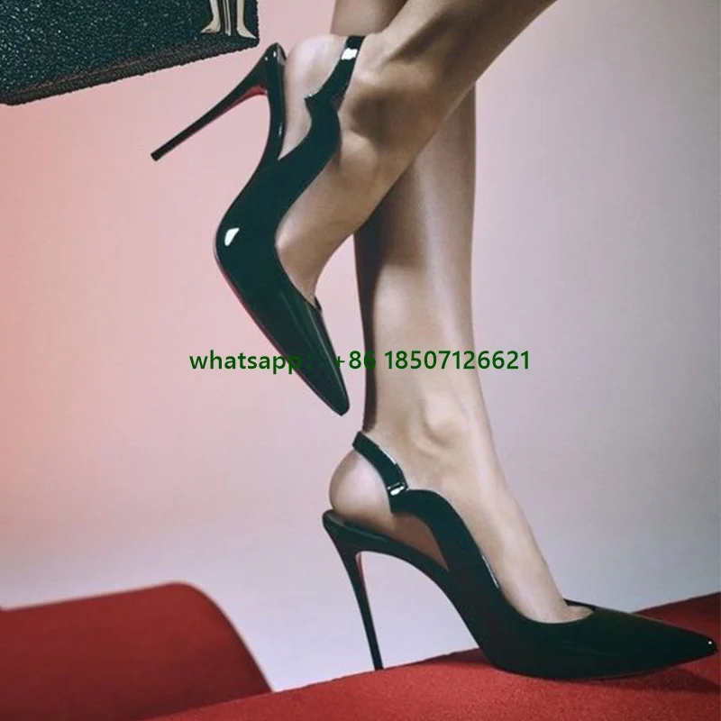Pointed Toe Back Strap Patent Leather High Heels Solid Color Large Size Sexy Slingback Pumps
Pointed Toe Back Strap Patent Leather High Heels Solid Color Large Size Sexy Slingback Pumps