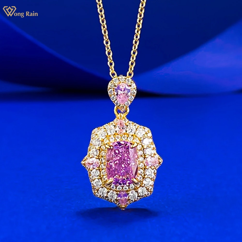 Wong Rain твердое серебро 925 пробы, дробленый лед, 6*8 мм, лабораторный сапфир, высокоуглеродистые бриллианты, кулон, ожерелье, ювелирные изделия 
Wong Rain твердое серебро 925 пробы, дробленый лед, 6*8 мм, лабораторный сапфир, высокоуглеродистые бриллианты, кулон, ожерелье, ювелирные изделия