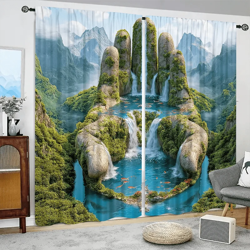 2pcs Giant Hand Waterfall Curtains Fantasy Nature Print Blackout Drape Living Room Bedroom Window Treatment Home Decor
2pcs Giant Hand Waterfall Curtains Fantasy Nature Print Blackout Drape Living Room Bedroom Window Treatment Home Decor