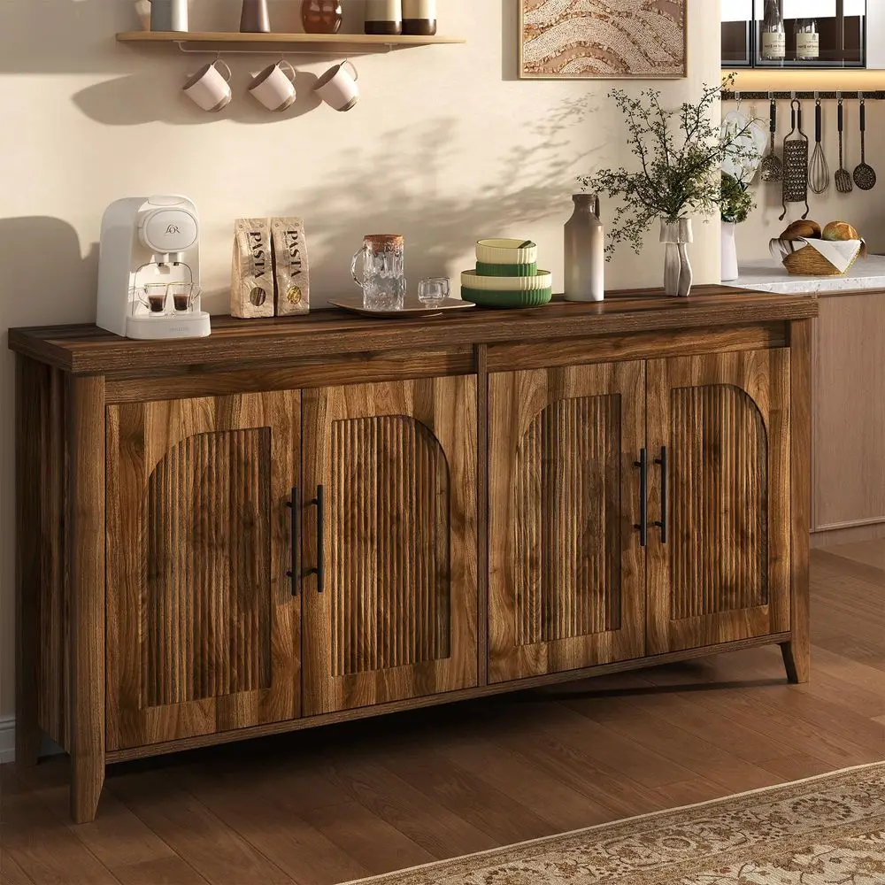 Kitchen Buffet Cabinet with Storage, 70 Fluted Sideboard with Adjustable Shelves, Solid Wood Frame Coffee Bar Cabinet for Kitch
Kitchen Buffet Cabinet with Storage, 70 Fluted Sideboard with Adjustable Shelves, Solid Wood Frame Coffee Bar Cabinet for Kitch