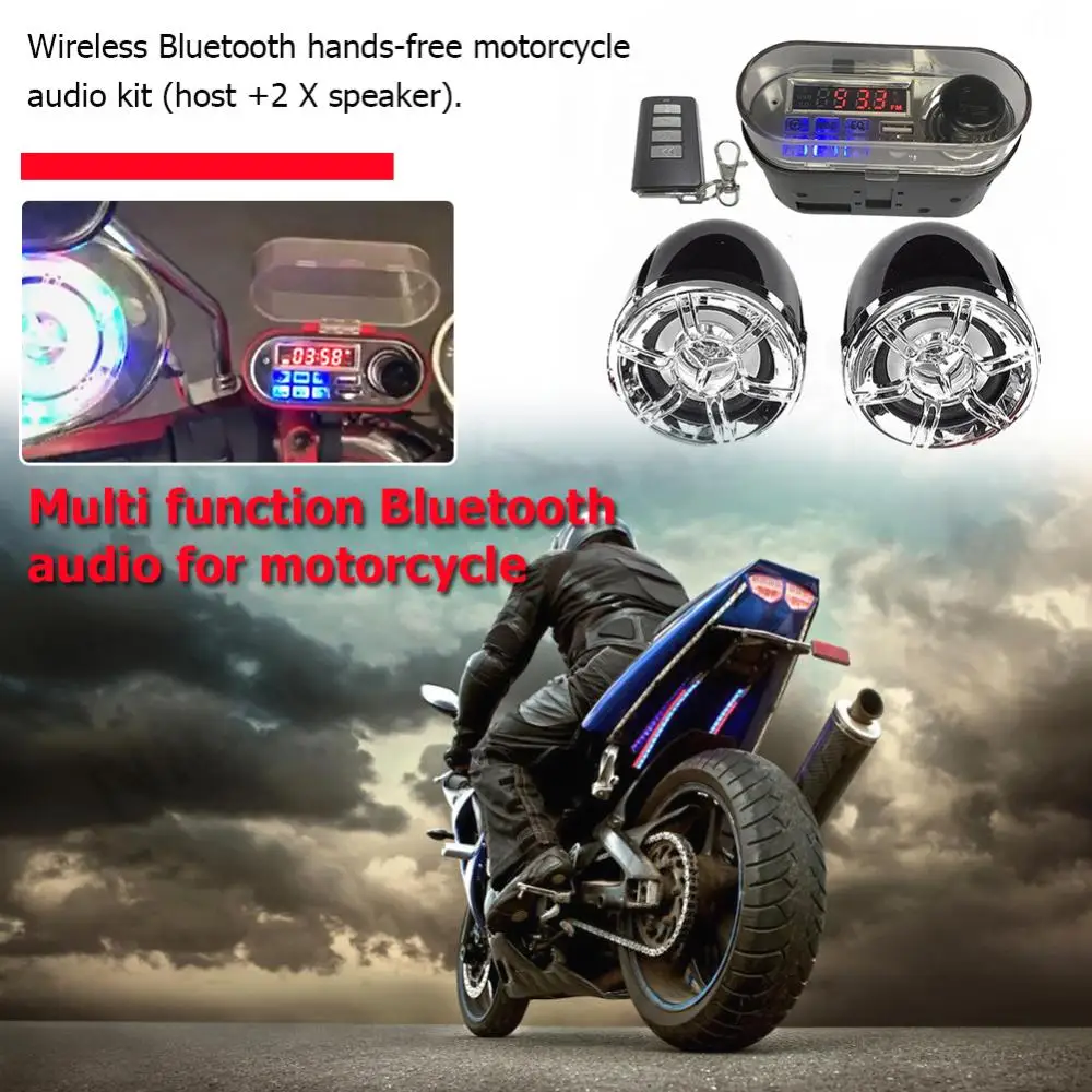 12V Motorcycle Studio Audio Waterproof Motorbike Sound System Stereo Speakers USB Charger Remote Control Bluetooth-compatible
12V Motorcycle Studio Audio Waterproof Motorbike Sound System Stereo Speakers USB Charger Remote Control Bluetooth-compatible