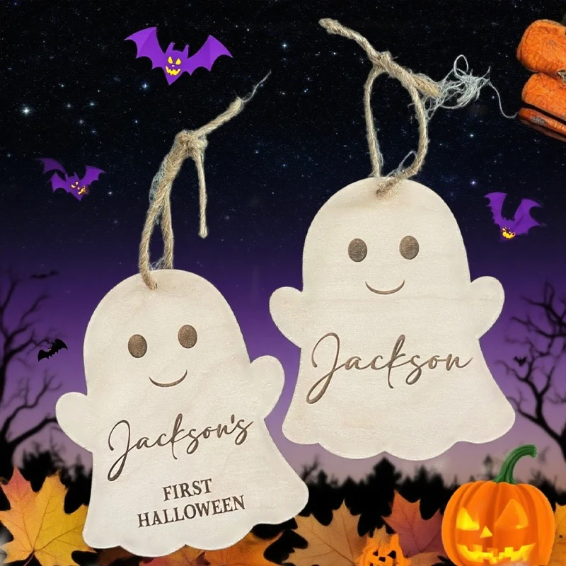 5pcs Personalized Engraved Halloween Ghost Name Tag Baby's First Halloween Keepsake Boo Basket Tag Party Decoration Gift for Kid
5pcs Personalized Engraved Halloween Ghost Name Tag Baby's First Halloween Keepsake Boo Basket Tag Party Decoration Gift for Kid