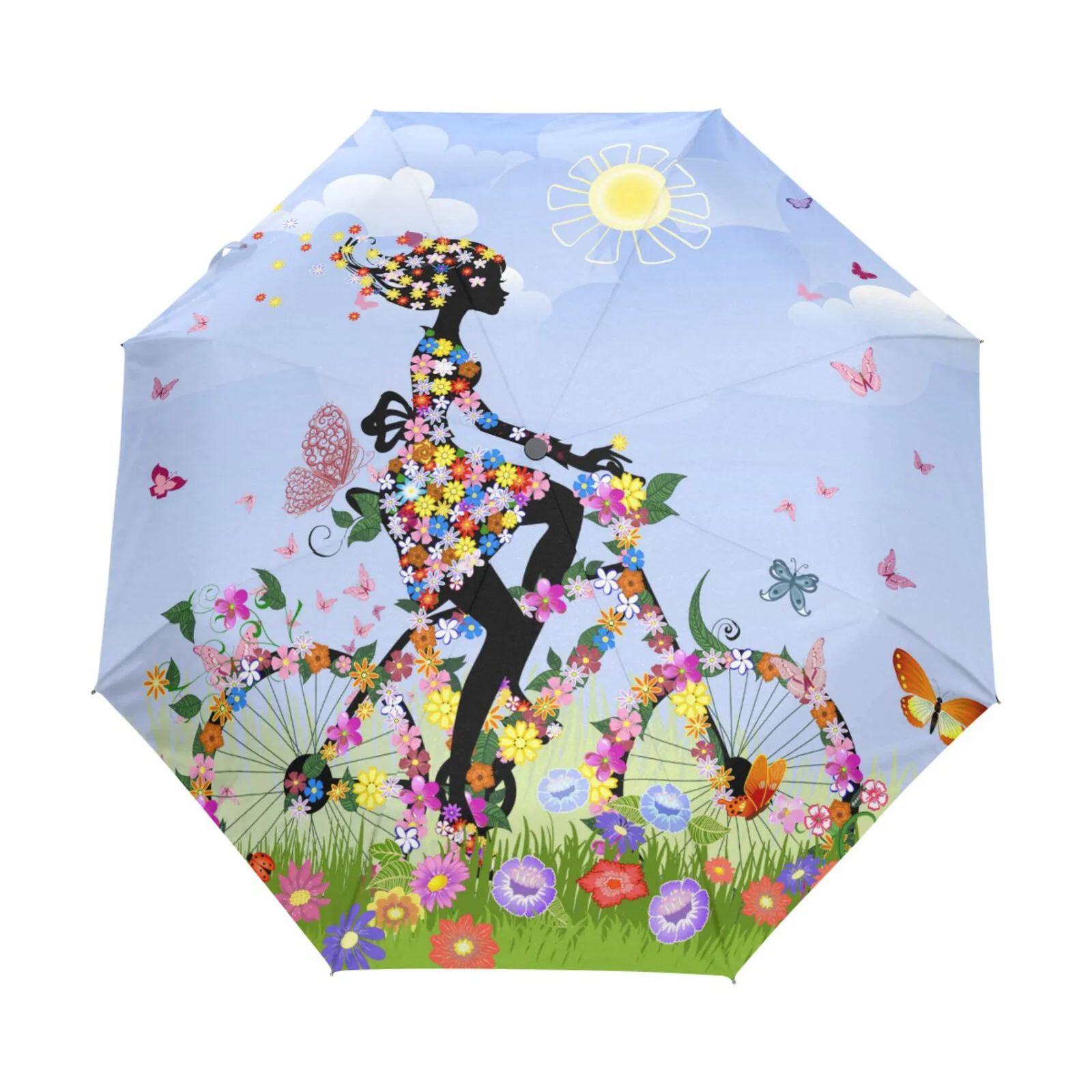 Girl On Bike Outdoor Portable Travel Umbrella Rain Women Three Folding Automatic Umbrella Parasol With Black Coating 8 Ribs
Girl On Bike Outdoor Portable Travel Umbrella Rain Women Three Folding Automatic Umbrella Parasol With Black Coating 8 Ribs