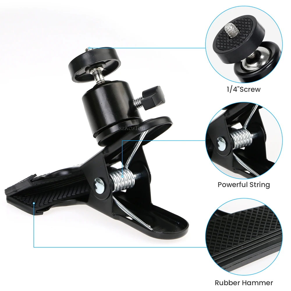 Metal Tripod Heads Multi-function Clip Clamp Holder Mount with Standard Ball Head 1/4" Screw for Clamp Camera Tripod, SLR, DSLR
Metal Tripod Heads Multi-function Clip Clamp Holder Mount with Standard Ball Head 1/4" Screw for Clamp Camera Tripod, SLR, DSLR