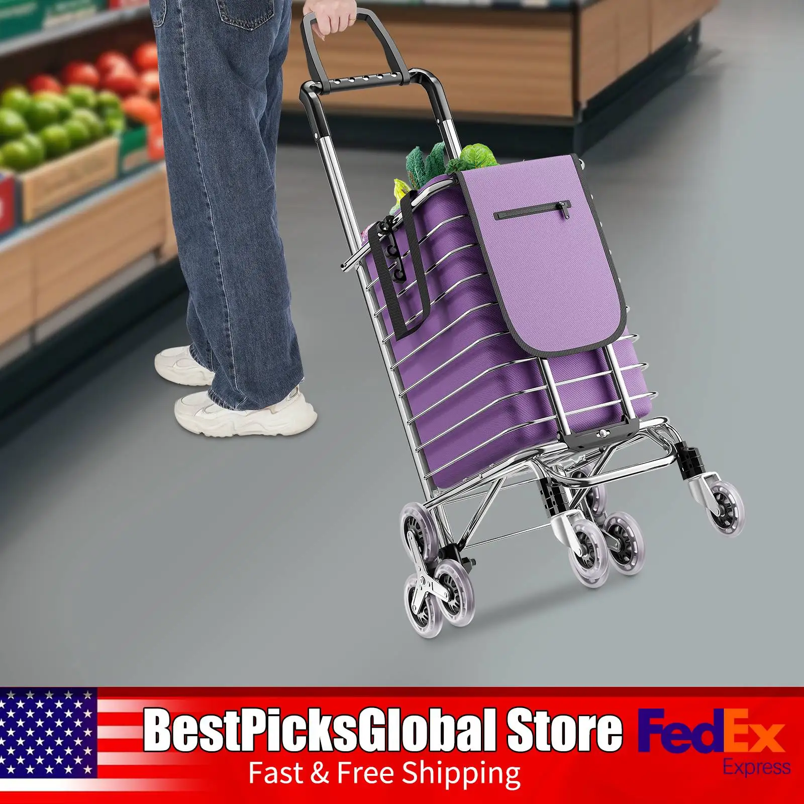 Utility Carts, Shopping Cart, Folding Hand Truck with Stair-Climbing Wheels&Basket, Grocery Shopping Trolley for Goods Transport
Utility Carts, Shopping Cart, Folding Hand Truck with Stair-Climbing Wheels&Basket, Grocery Shopping Trolley for Goods Transport