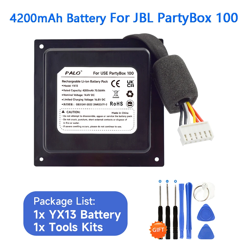 Аккумулятор PALO 4200 мАч 14,4 В для Bluetooth-колонки JBL PartyBox 100, высокопроизводительный перезаряжаемый литий-ионный сменный аккумулятор
Аккумулятор PALO 4200 мАч 14,4 В для Bluetooth-колонки JBL PartyBox 100, высокопроизводительный перезаряжаемый литий-ионный сменный аккумулятор