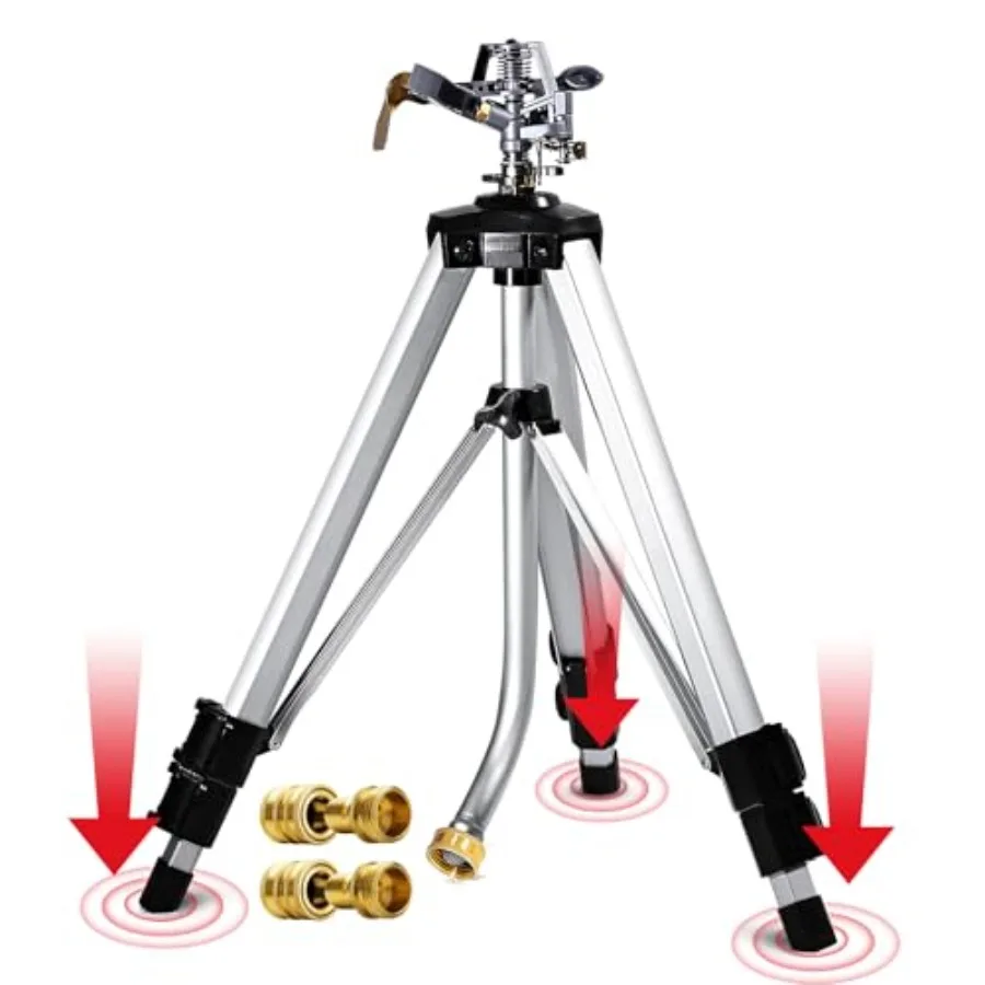 Impact Sprinkler on Adjustable Tripod Base 360 Degree Large Area with 3/4 Thread Quick Connect Fittings Heavy Duty Pulsator Spr
Impact Sprinkler on Adjustable Tripod Base 360 Degree Large Area with 3/4 Thread Quick Connect Fittings Heavy Duty Pulsator Spr