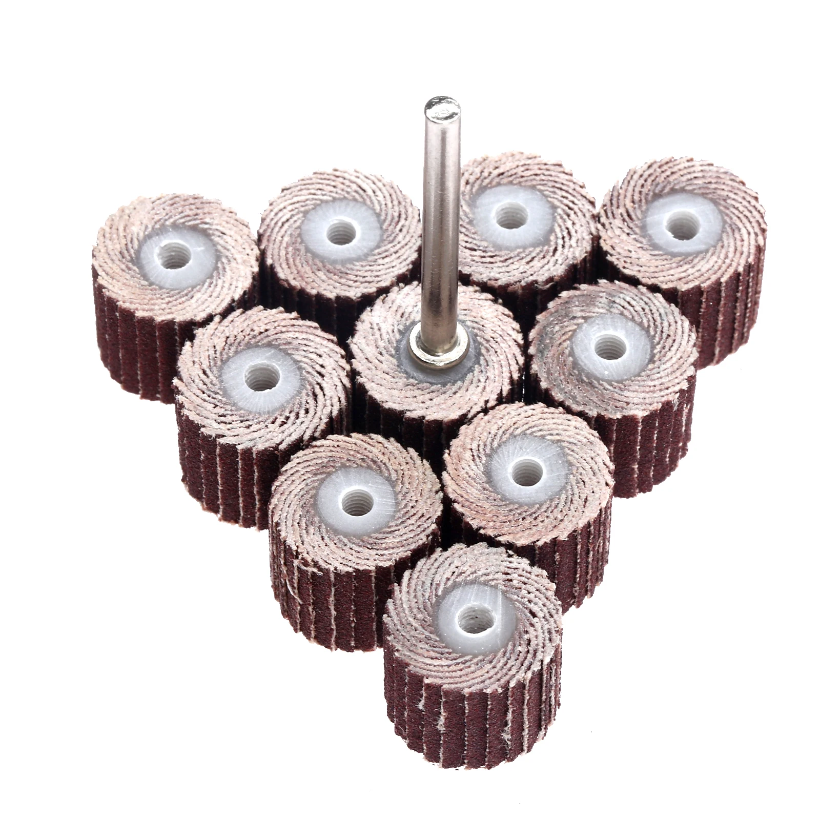 10pcs 12mm Polishing Brush Flap Wheels Brush Sanding Grinding Tool with 3mm Mandrel for Dremel Accessories Rotary Tool 240-Grit
10pcs 12mm Polishing Brush Flap Wheels Brush Sanding Grinding Tool with 3mm Mandrel for Dremel Accessories Rotary Tool 240-Grit