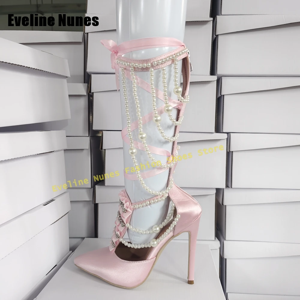 Pink Pearl Chain Rhinestone Luxury Sandals Pointed Toe Stiletto Ankle Strap Ruched Hollow Out Sweet Girl Party Shoes 2025 Summer
Pink Pearl Chain Rhinestone Luxury Sandals Pointed Toe Stiletto Ankle Strap Ruched Hollow Out Sweet Girl Party Shoes 2025 Summer