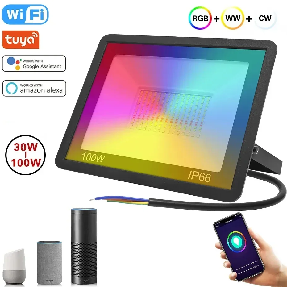 Newest Smart Floodlights LED Reflector Outdoor Lighting 220V 30/50/100W RGB Dimmable Warm Cold White Light for Alexa Google Home
Newest Smart Floodlights LED Reflector Outdoor Lighting 220V 30/50/100W RGB Dimmable Warm Cold White Light for Alexa Google Home