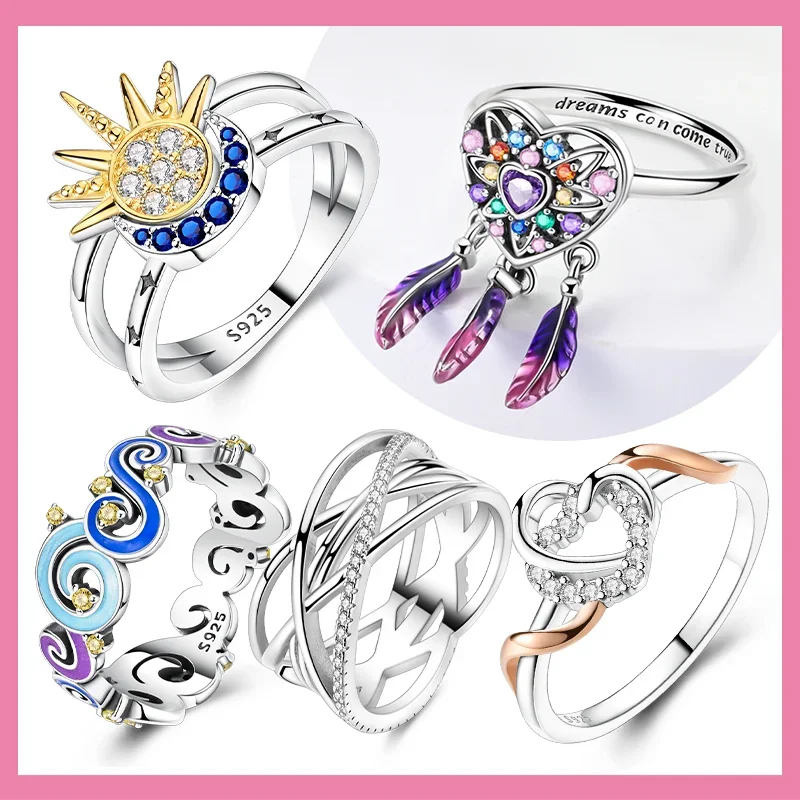 925 Silver Sun Moon Heart Zircon Original Finger Ring Luminous Dreamcatcher Rings for Women Fine Jewelry Gift Can Daily Matching
925 Silver Sun Moon Heart Zircon Original Finger Ring Luminous Dreamcatcher Rings for Women Fine Jewelry Gift Can Daily Matching