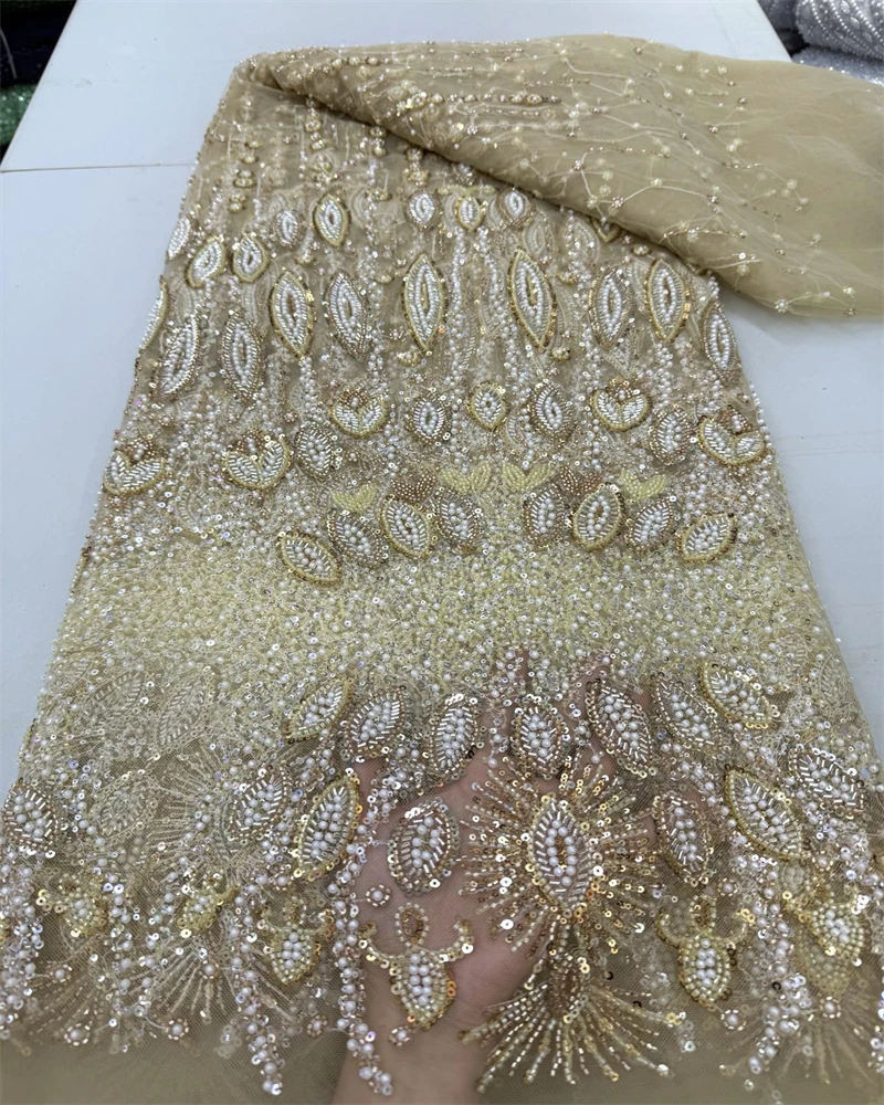 French Mesh Lace Fabrics Embroidery Sequins Tulle Beaded African Fabric for Women Party Dresses Sewing
French Mesh Lace Fabrics Embroidery Sequins Tulle Beaded African Fabric for Women Party Dresses Sewing