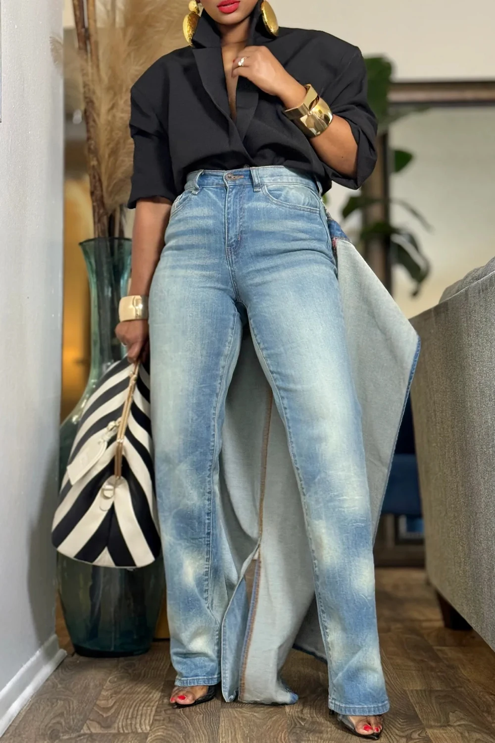 Plus Size Party Light Blue With Skirt Overlay Denim Jeans
Plus Size Party Light Blue With Skirt Overlay Denim Jeans