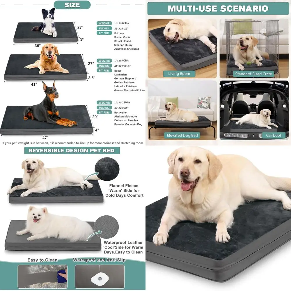 Waterproof XXL Dog Beds Large Sized Dogs, Orthopedic Washable Crate Pad 48 inch, Jumbo XXLarge Foam Pet Bed with Removable Cover
Waterproof XXL Dog Beds Large Sized Dogs, Orthopedic Washable Crate Pad 48 inch, Jumbo XXLarge Foam Pet Bed with Removable Cover
