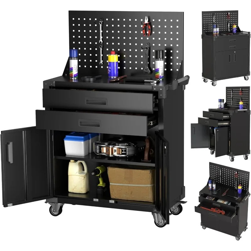 Black Tool Cart with Pegboard and 4 Hooks,Garage Storage Cabinet on Wheels with 2Drawer,Industrial Service Utility Tool Cart for
Black Tool Cart with Pegboard and 4 Hooks,Garage Storage Cabinet on Wheels with 2Drawer,Industrial Service Utility Tool Cart for