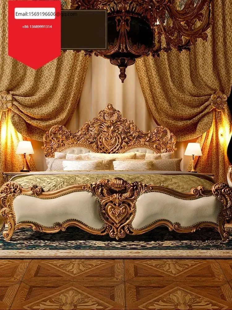 Italian solid wood double bed French palace luxury princess bed villa leather bed custom made
Italian solid wood double bed French palace luxury princess bed villa leather bed custom made
