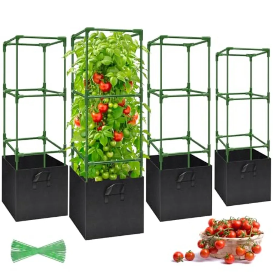 Pack Tomato Cages with 17 Gallon Grow Bags- 7 Square Tomato Cages for Garden, Heavy-Duty Tomato Stakes Plant Support Cages Trel
Pack Tomato Cages with 17 Gallon Grow Bags- 7 Square Tomato Cages for Garden, Heavy-Duty Tomato Stakes Plant Support Cages Trel