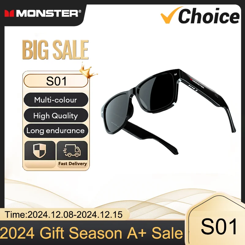 Original Monster S01 TWS Bluetooth 5.3 Sport Sunglasses Earphone Transparent Lens Headset Calling Music Eyeglasses Glasses HY-C8
Original Monster S01 TWS Bluetooth 5.3 Sport Sunglasses Earphone Transparent Lens Headset Calling Music Eyeglasses Glasses HY-C8