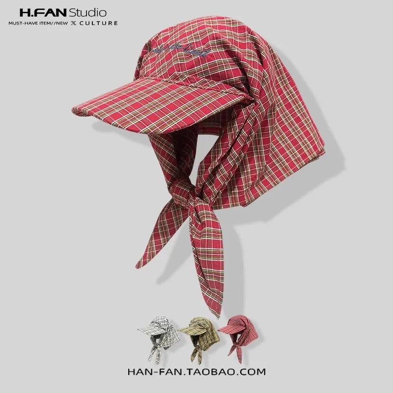 Retro Contrasting Color Plaid Fashion Sun Hats for Women Summer Outdoor Leisure Sunscreen Personalized Strap Headscarf Cap
Retro Contrasting Color Plaid Fashion Sun Hats for Women Summer Outdoor Leisure Sunscreen Personalized Strap Headscarf Cap