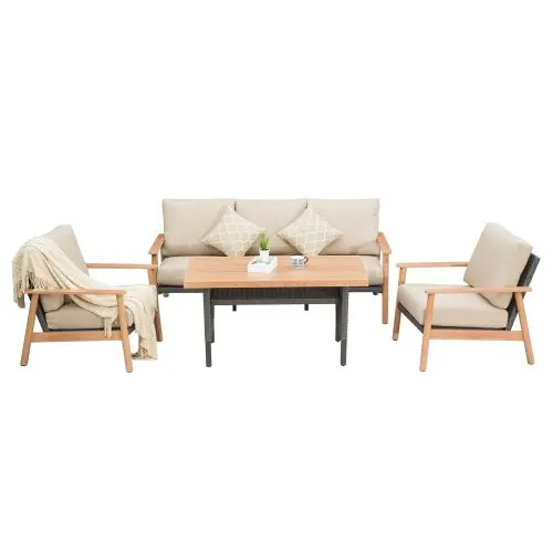 !@Outdoor Wicker Patio Furniture Sets 4 Pieces,All-Weather Aluminum Rattan Padded Sofa Patio Conversation Sets for Garden
!@Outdoor Wicker Patio Furniture Sets 4 Pieces,All-Weather Aluminum Rattan Padded Sofa Patio Conversation Sets for Garden