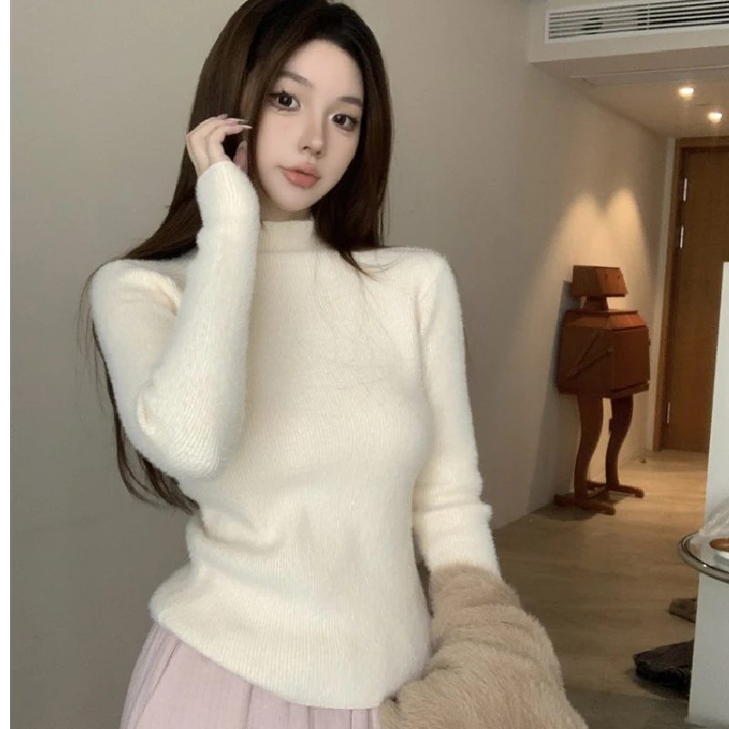 Women's Thickened Fleece Lined Knitwear Half High Collar Inner Wear Large Size Base Layer Warm Top for Autumn Winter
Women's Thickened Fleece Lined Knitwear Half High Collar Inner Wear Large Size Base Layer Warm Top for Autumn Winter