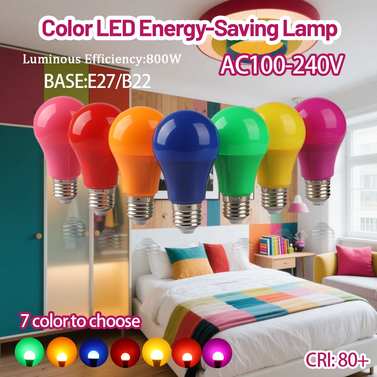 8W Colorful Bulb E27 B22 Base LED Lamp Red Blue Green Pink Led Light Lampada Ampoule AC 100-240V Flashlight A60 Bulbs Home Decor
8W Colorful Bulb E27 B22 Base LED Lamp Red Blue Green Pink Led Light Lampada Ampoule AC 100-240V Flashlight A60 Bulbs Home Decor