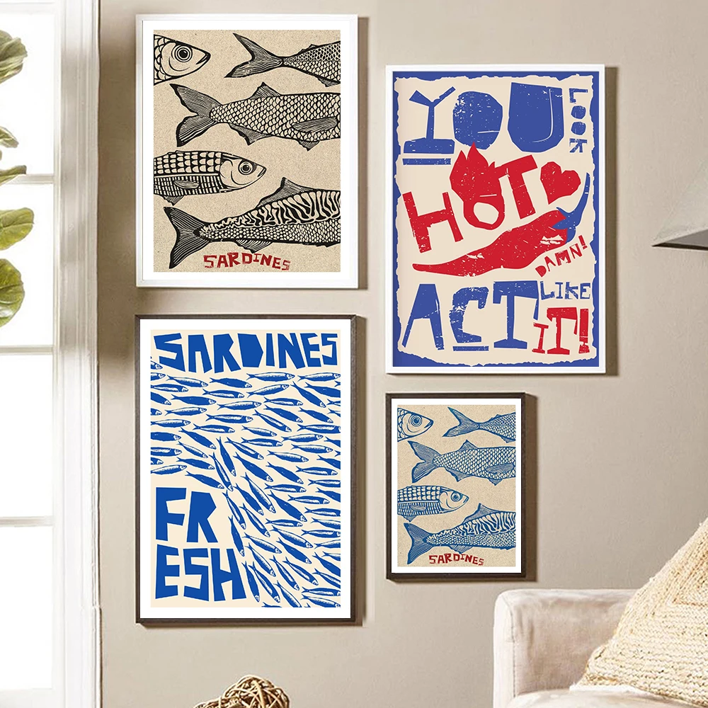 Sardines Fish Wall Print Colorful Poster Retro Food Funny Wall Art Canvas Painting Trendy Decor Pictures For Kitchen Dining Room
Sardines Fish Wall Print Colorful Poster Retro Food Funny Wall Art Canvas Painting Trendy Decor Pictures For Kitchen Dining Room
