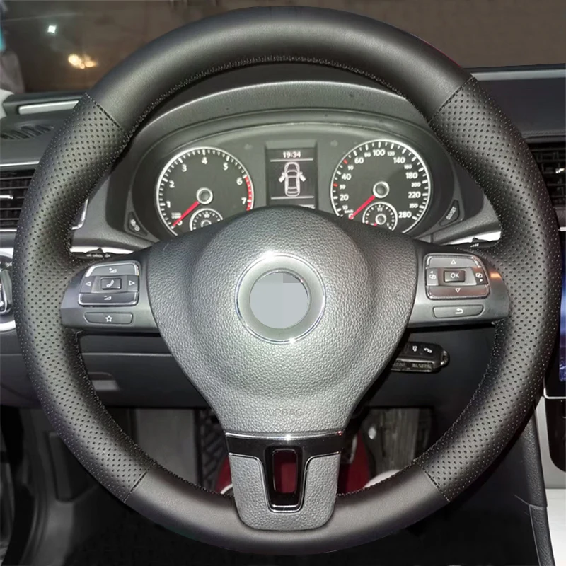 For Volkswagen VW Tiguan Golf Plus Passat CC Jetta Sharan EOS Caddy Caravelle Black Genuine Leather Car Steering Wheel Cover
For Volkswagen VW Tiguan Golf Plus Passat CC Jetta Sharan EOS Caddy Caravelle Black Genuine Leather Car Steering Wheel Cover