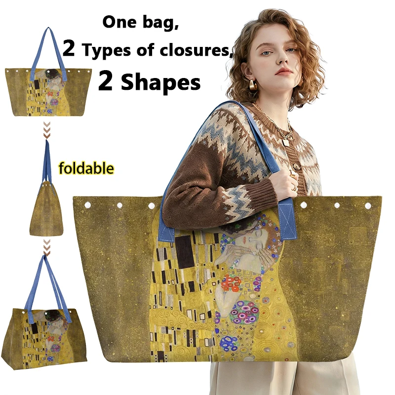 Foldable Women Handbag Oil Painting The Kiss Totes Bag Gustav Klimt Extra Large Capacity Storage Bags for Travel Ladie Beach Bag
Foldable Women Handbag Oil Painting The Kiss Totes Bag Gustav Klimt Extra Large Capacity Storage Bags for Travel Ladie Beach Bag