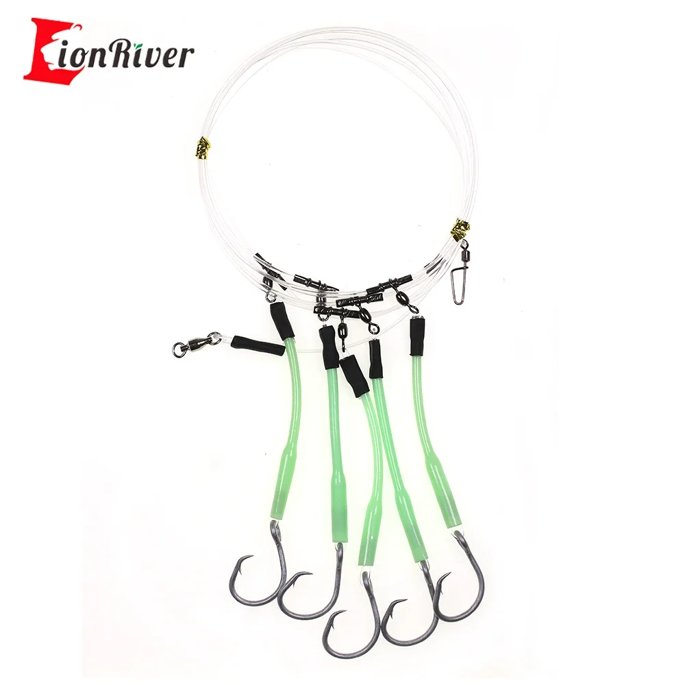 2PCS Saltwater Fishing Bottom Rig Snapper Rig with Glow Sleeves 5 Circle Hooks Leader Deep Drop Rig for Halibut Grouper Snapper
2PCS Saltwater Fishing Bottom Rig Snapper Rig with Glow Sleeves 5 Circle Hooks Leader Deep Drop Rig for Halibut Grouper Snapper