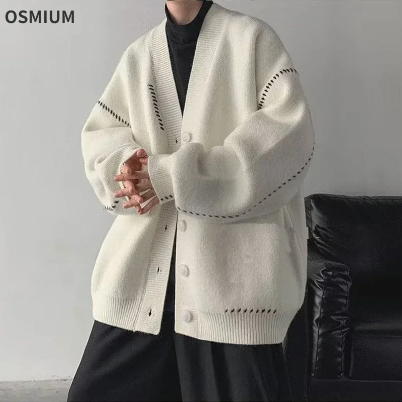 Men Autumn Winter Korean Style Cardigan Loose V-neck Sweaters Casual Striped Knitted Button Up Knitwear Knit Top Plus Size M-3XL
Men Autumn Winter Korean Style Cardigan Loose V-neck Sweaters Casual Striped Knitted Button Up Knitwear Knit Top Plus Size M-3XL