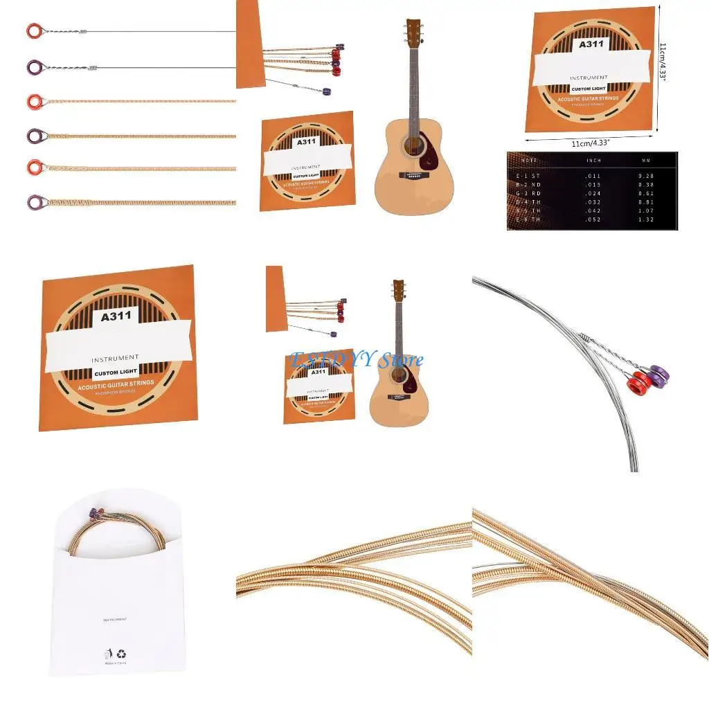 G6DE Set of 6 Guitar Strings Replacement Acoustic Guitar String Parts High Carbon Steel Acoustic Folk Electric Guitar Strings
G6DE Set of 6 Guitar Strings Replacement Acoustic Guitar String Parts High Carbon Steel Acoustic Folk Electric Guitar Strings