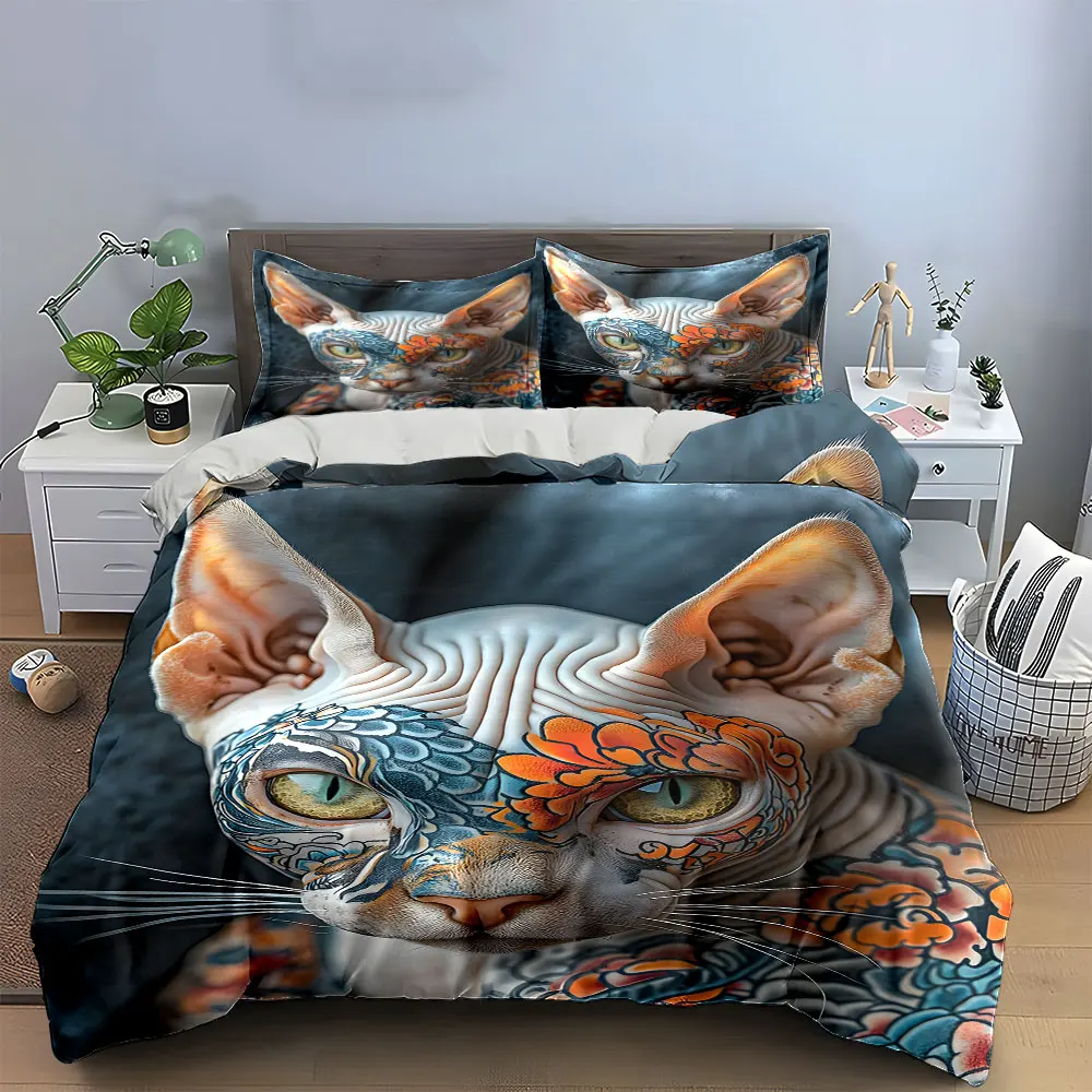 "Floral Tattoo-Style Cat Decor Set" Bedding Set with 1 Duvet Cover 2 Pillowcases Single Double King Queen, Gift
"Floral Tattoo-Style Cat Decor Set" Bedding Set with 1 Duvet Cover 2 Pillowcases Single Double King Queen, Gift