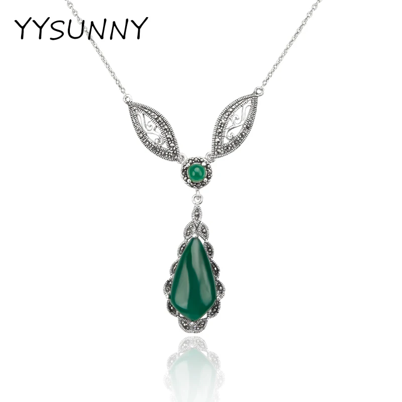 YYSUNNY Sterling Silver 925 Multi-colored Drop-shaped Chalcedony Necklaces for Women Marcasite Pendants Vintage Fine Jewelry
YYSUNNY Sterling Silver 925 Multi-colored Drop-shaped Chalcedony Necklaces for Women Marcasite Pendants Vintage Fine Jewelry