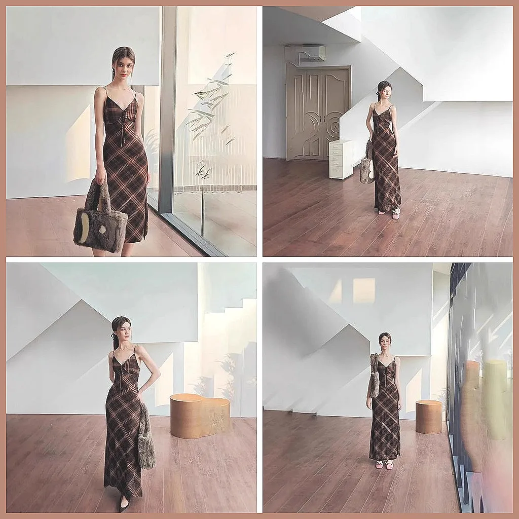 Vintage Plaid Dress for Women, Elegant V-Neck Sleeveless Long Dress with Side Slit for Evening Party (Characters: 78)
Vintage Plaid Dress for Women, Elegant V-Neck Sleeveless Long Dress with Side Slit for Evening Party (Characters: 78)